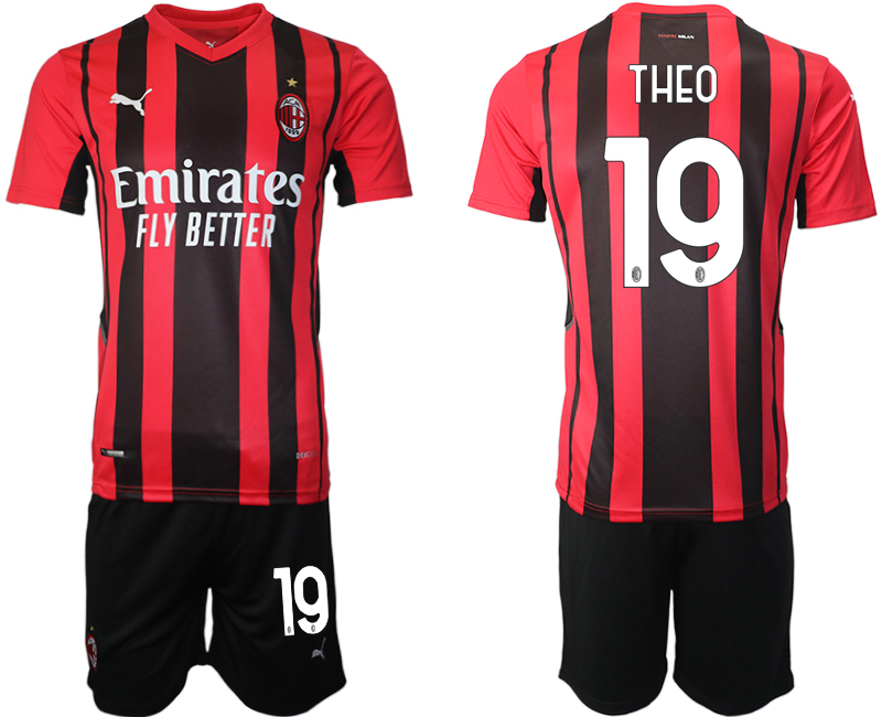 Men 2021-2022 Club AC Milan home red #19 Soccer Jersey->ac milan jersey->Soccer Club Jersey